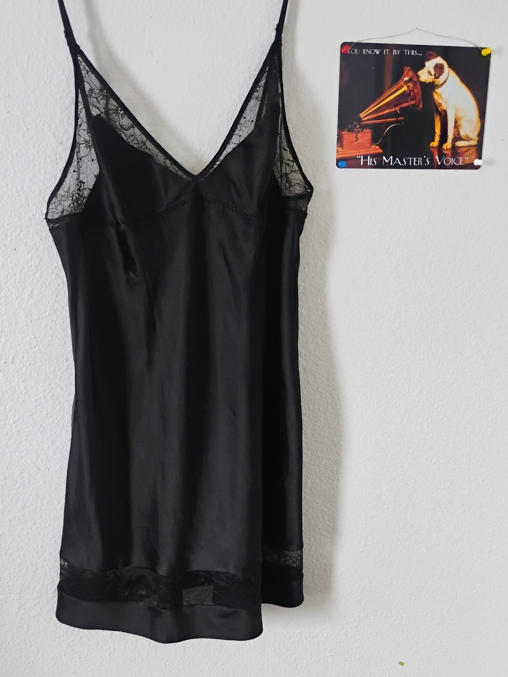 Victoria's Secret Black Satin Lace-Trim Slip Dress Size Large NWOT